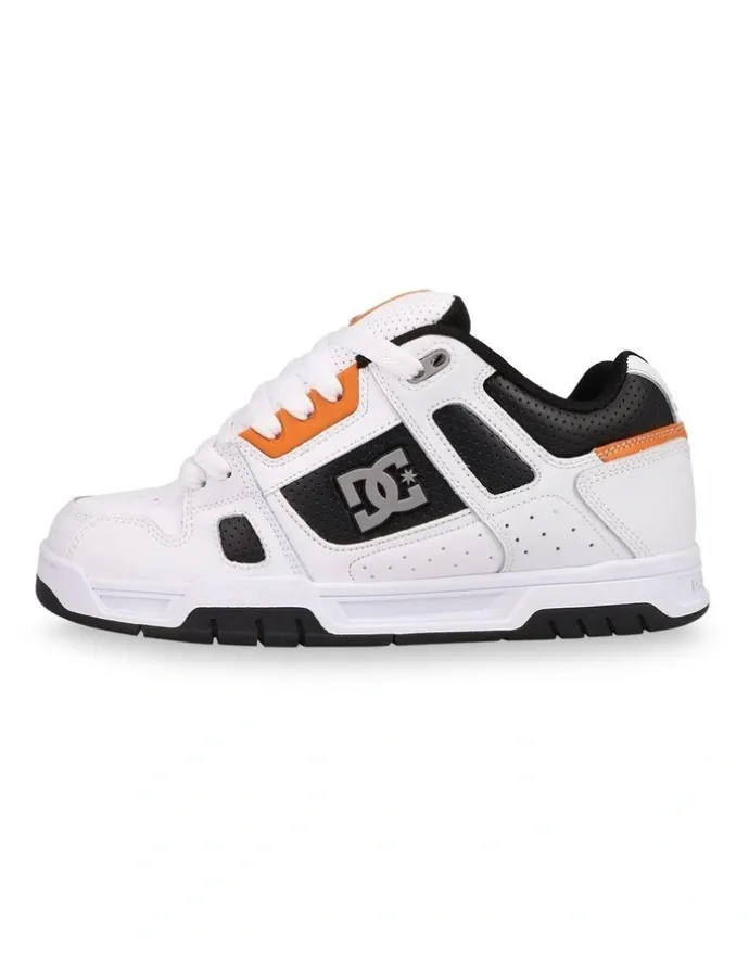 DC Stag Sneakers in White/Black/Orange