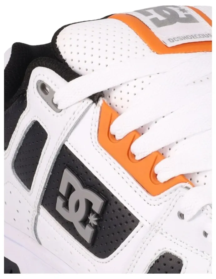 DC Stag Sneakers in White/Black/Orange
