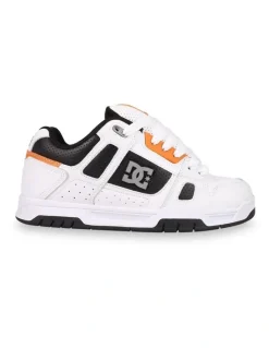 DC Stag Sneakers in White/Black/Orange