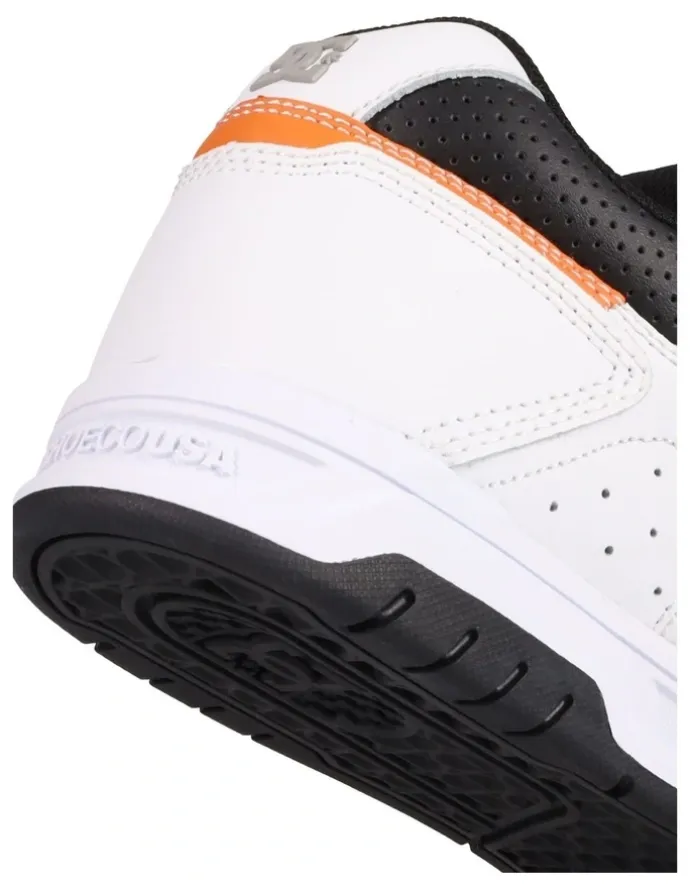 DC Stag Sneakers in White/Black/Orange
