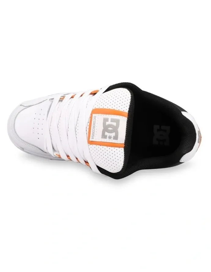 DC Stag Sneakers in White/Black/Orange
