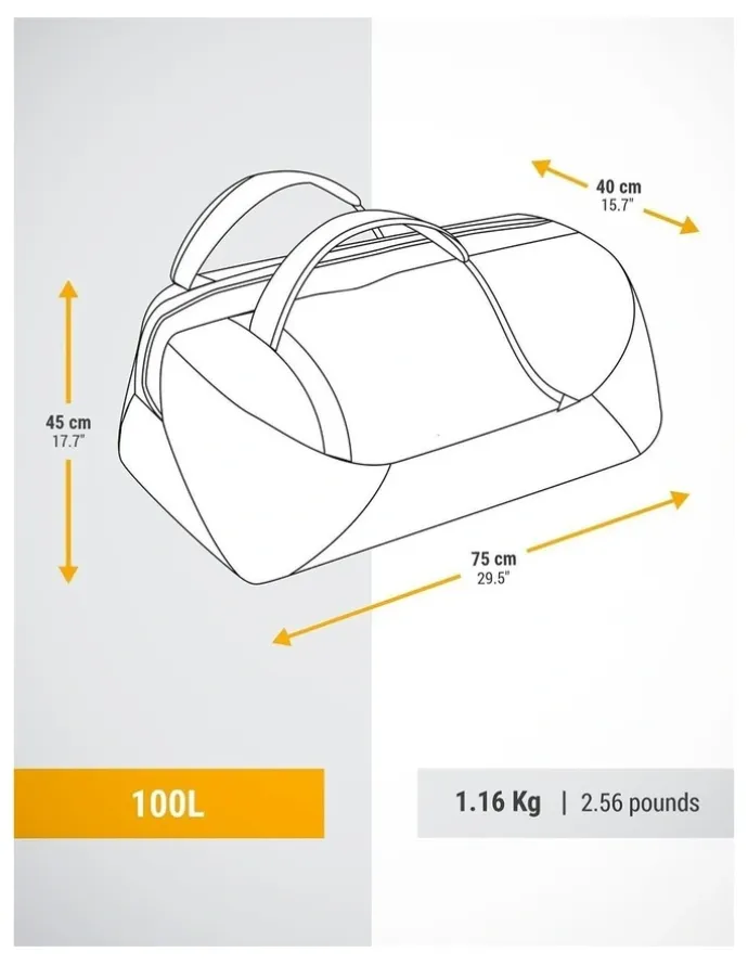 Decathlon Trekking Duffel 100 Basic Carry Bag 100L in Grey