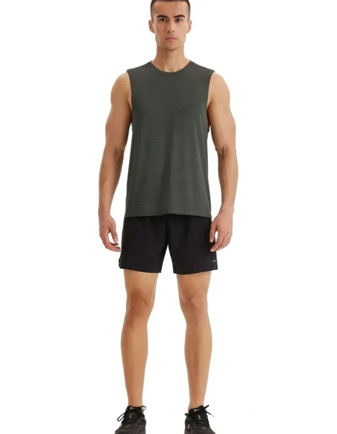 Decathlon 500 Comfort Seamless Running Tank Top in Smoky Green