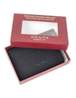 Dents Beauley RFID-Blocking Pebble Grain Leather Credit Card Holder in Black