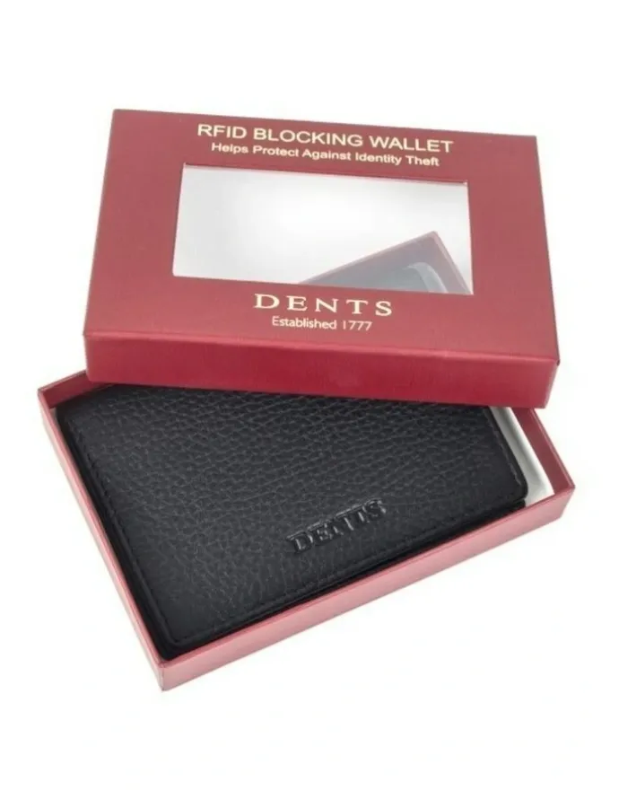 Dents Beauley RFID-Blocking Pebble Grain Leather Credit Card Holder in Black