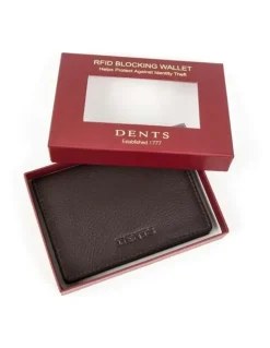 Dents Beauley RFID-Blocking Pebble Grain Leather Credit Card Holder in Chocolate