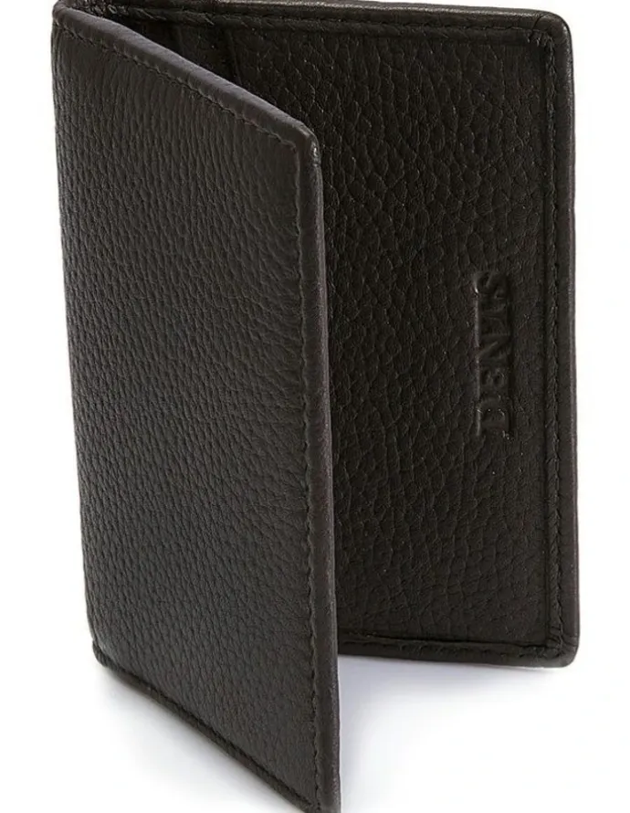 Dents Beauley RFID-Blocking Pebble Grain Leather Credit Card Holder in Chocolate