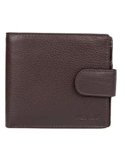 Dents Bifold Press Stud Leather Wallet in Chocolate
