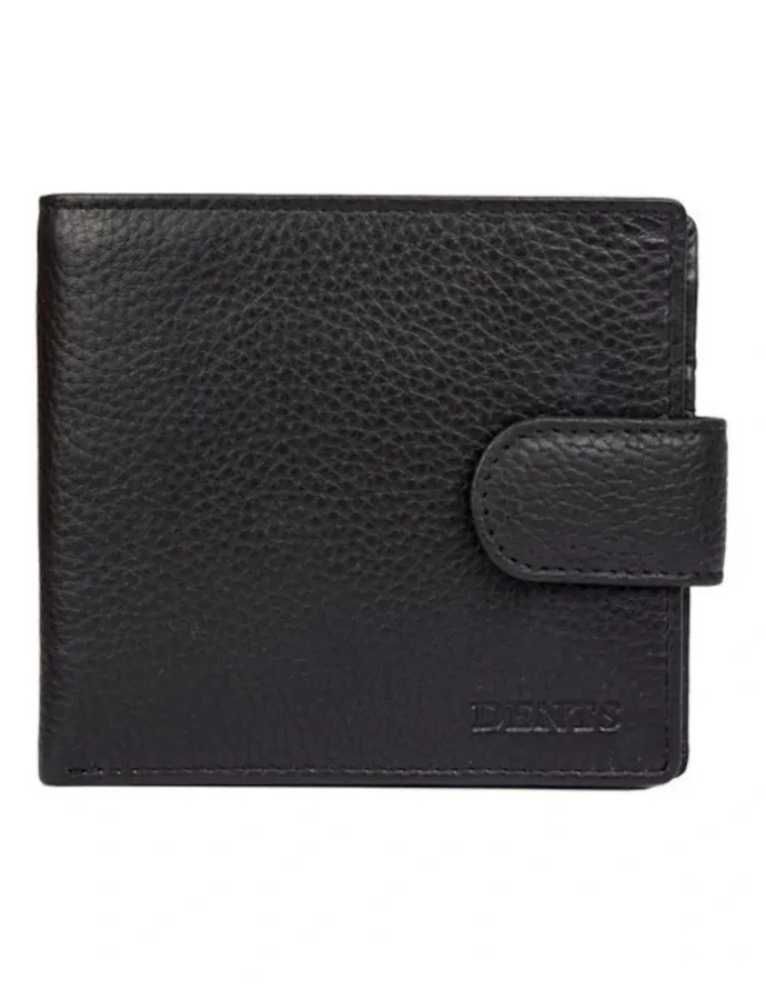 Dents Bifold Press Stud Leather Wallet in Black
