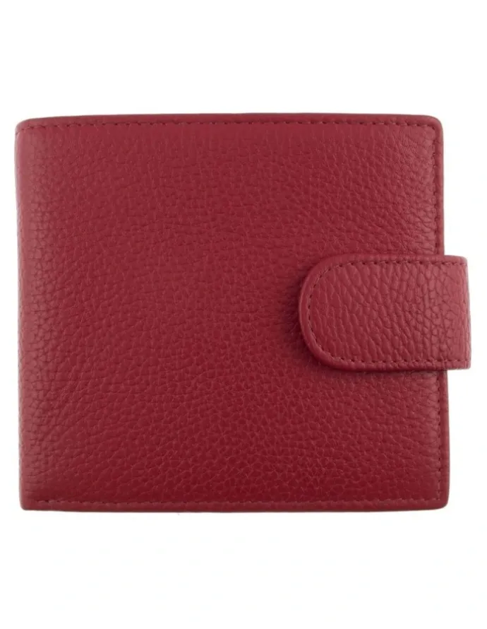 Dents Bifold Press Stud Leather Wallet in Berry