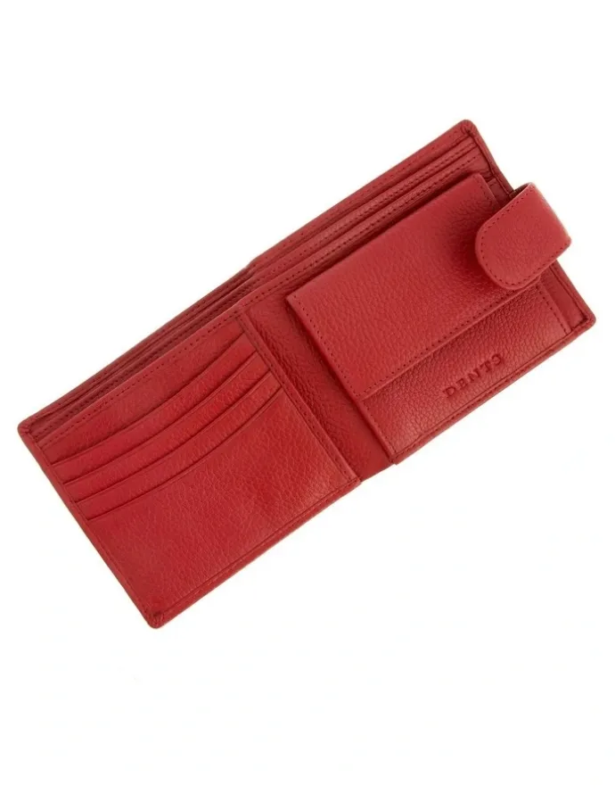 Dents Bifold Press Stud Leather Wallet in Berry