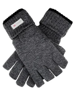 Dents Fingerless Knit Gloves in Charcoal