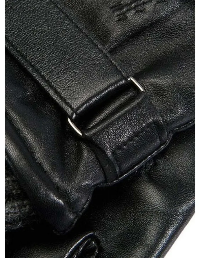Dents Henley Wool Blend Leather Gloves in Black