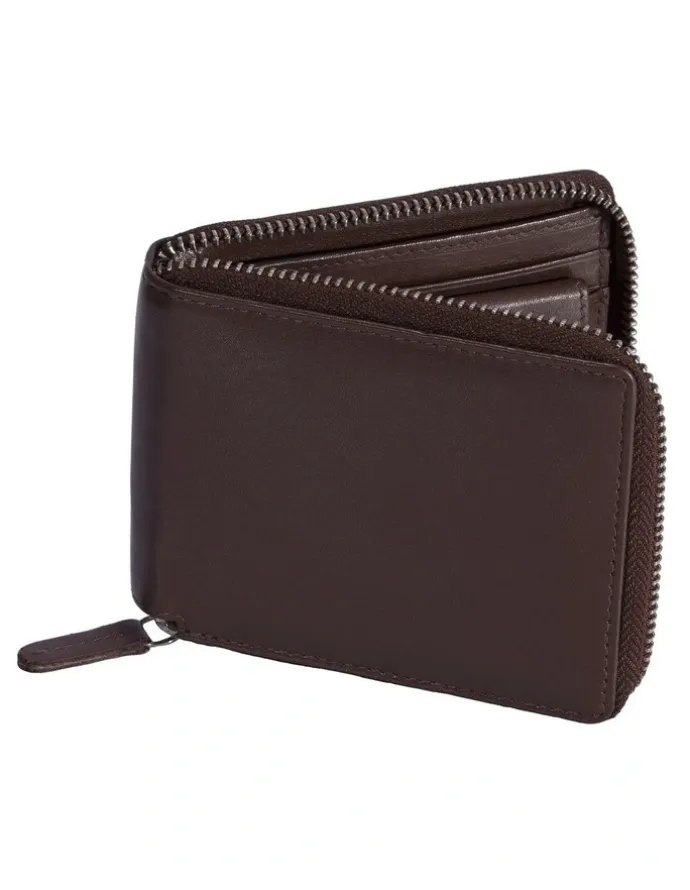 Dents Leather Zip Around Wallet in Tan