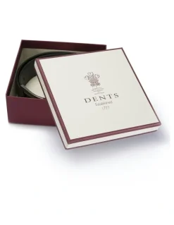 Dents Lined Leather Sleek Belt with Gift Box in Black