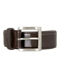 Dents Mens Contrast-Lined Leather Belt - Brown