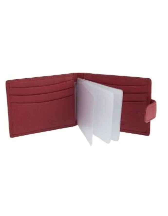Dents Pebble Grain Leather Card Holder with RFID Blocking and Tab in Berry