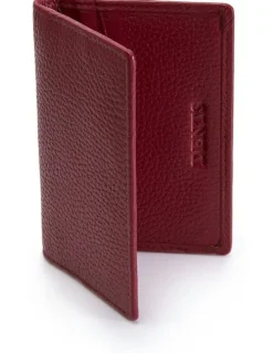 Dents Pebble Grain Leather Card Holder with RFID Blocking in Berry