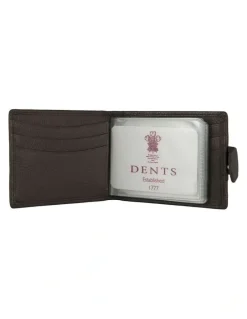 Dents Pebble Grain Leather Card Holder with RFID Blocking and Tab in Chocolate
