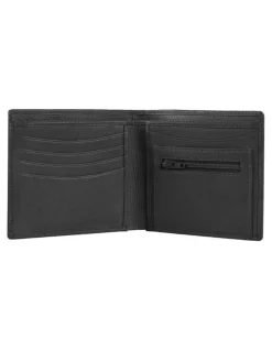 Dents Pebble Grain Leather Bifold Wallet with RFID Blocking and Coin Purse in Black