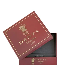 Dents Pebble Grain Leather Bifold Wallet with RFID Blocking and Coin Purse in Black