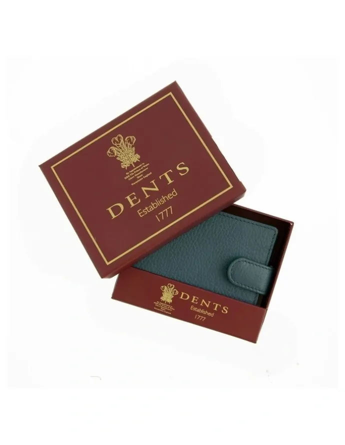Dents Pebble Grain Leather Card Holder with RFID Blocking and Tab in Bottle