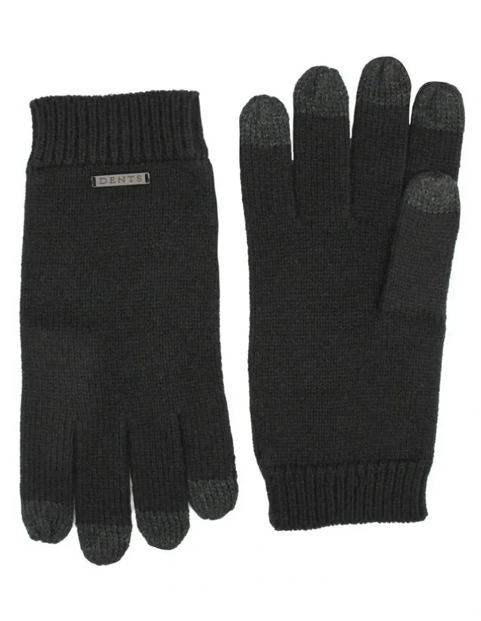 Dents Pure Merino Wool Gloves in Black