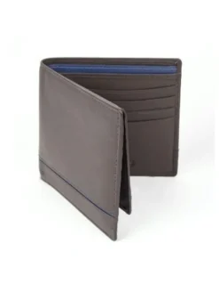 Dents RFID Leather Billfold Wallet with Removable Pass Holder in Chocolate/Royal Blue