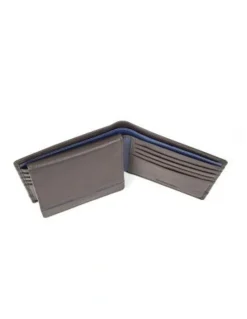 Dents RFID Leather Billfold Wallet with Removable Pass Holder in Chocolate/Royal Blue
