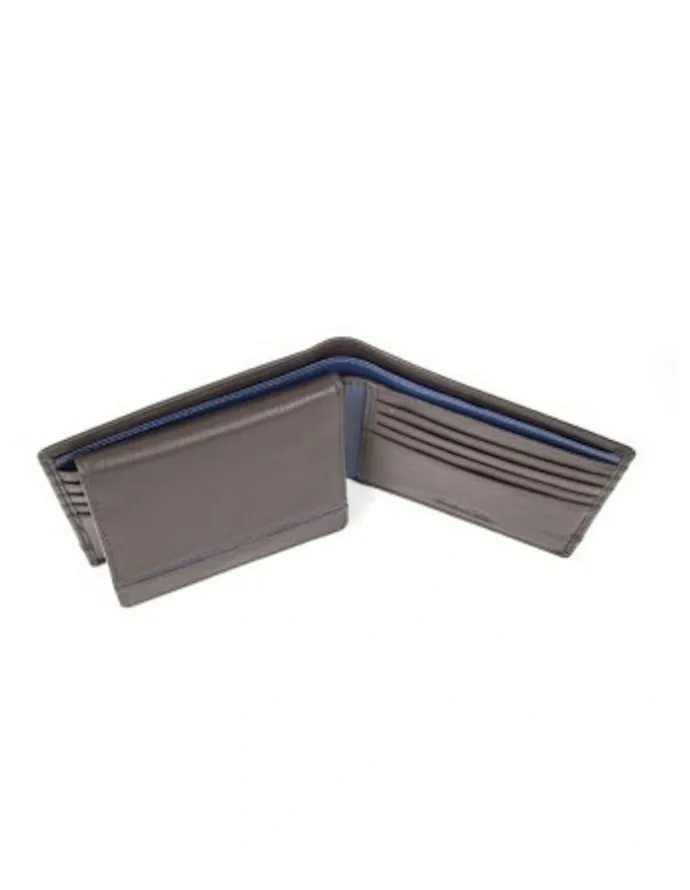 Dents RFID Leather Billfold Wallet with Removable Pass Holder in Chocolate/Royal Blue