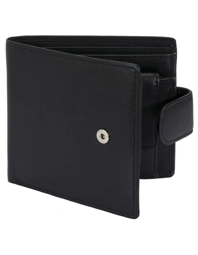 Dents RFID Nappa Leather Coin Bifold Wallet in Black