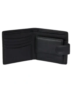 Dents RFID Nappa Leather Coin Bifold Wallet in Black