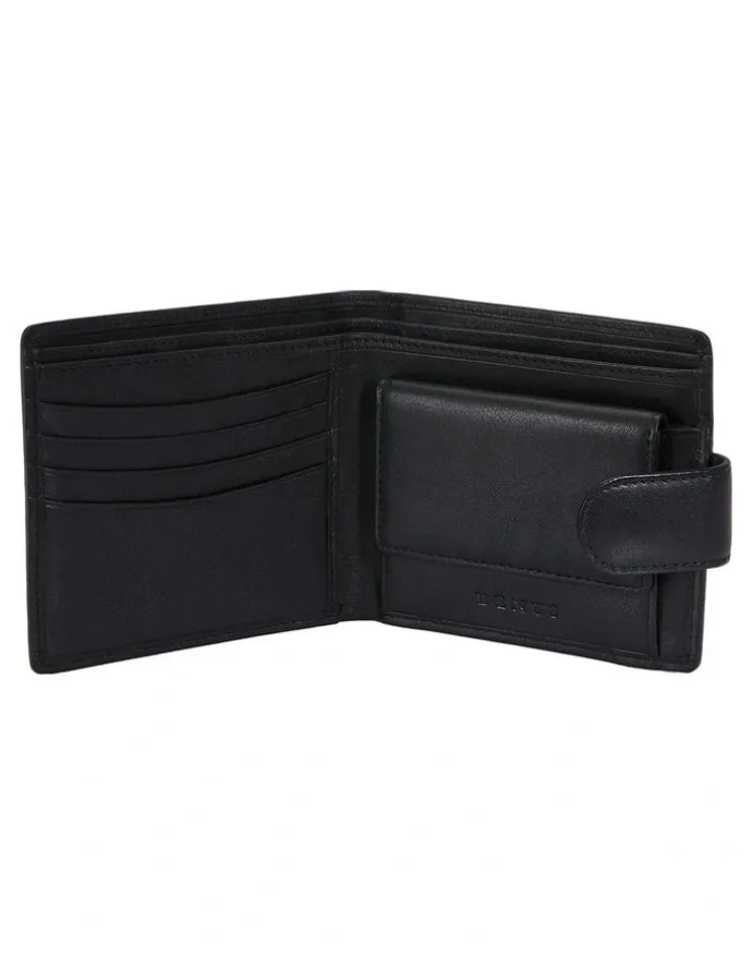 Dents RFID Nappa Leather Coin Bifold Wallet in Black
