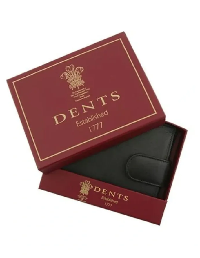 Dents RFID Nappa Leather Coin Bifold Wallet in Black
