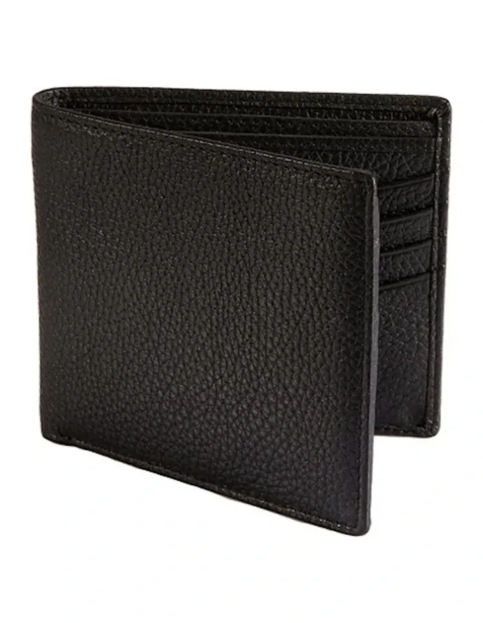 Dents RFID Pebble Grain Leather Billfold Wallet in Black