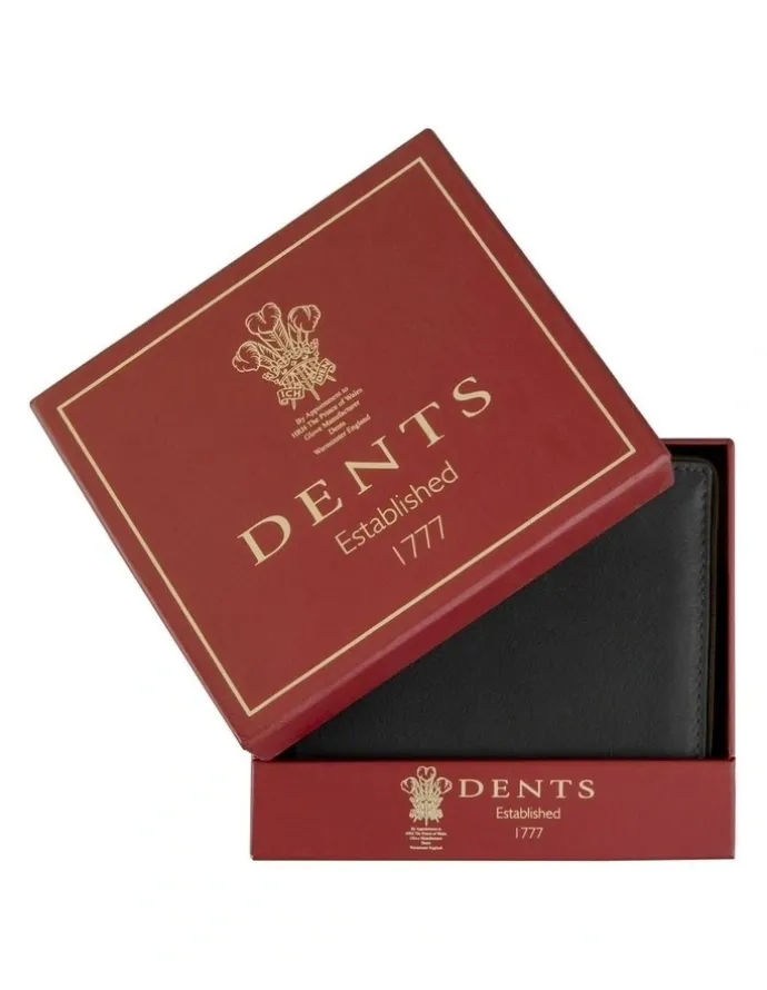 Dents RFID Two-Colour Pebble Grain Leather Billfold Wallet with Coin Purse in Black