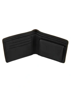 Dents RFID Two-Colour Pebble Grain Leather Billfold Wallet with Coin Purse in Black