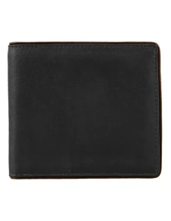 Dents RFID Two-Colour Pebble Grain Leather Billfold Wallet with Coin Purse in Black