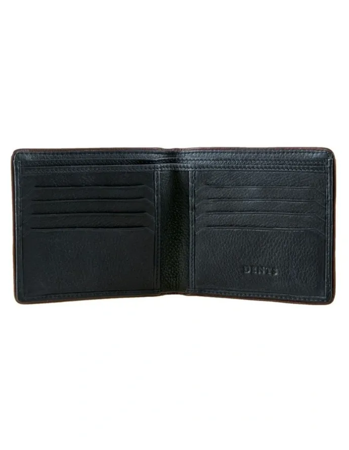 Dents RFID Two-Colour Pebble Grain Leather Billfold Wallet in Black