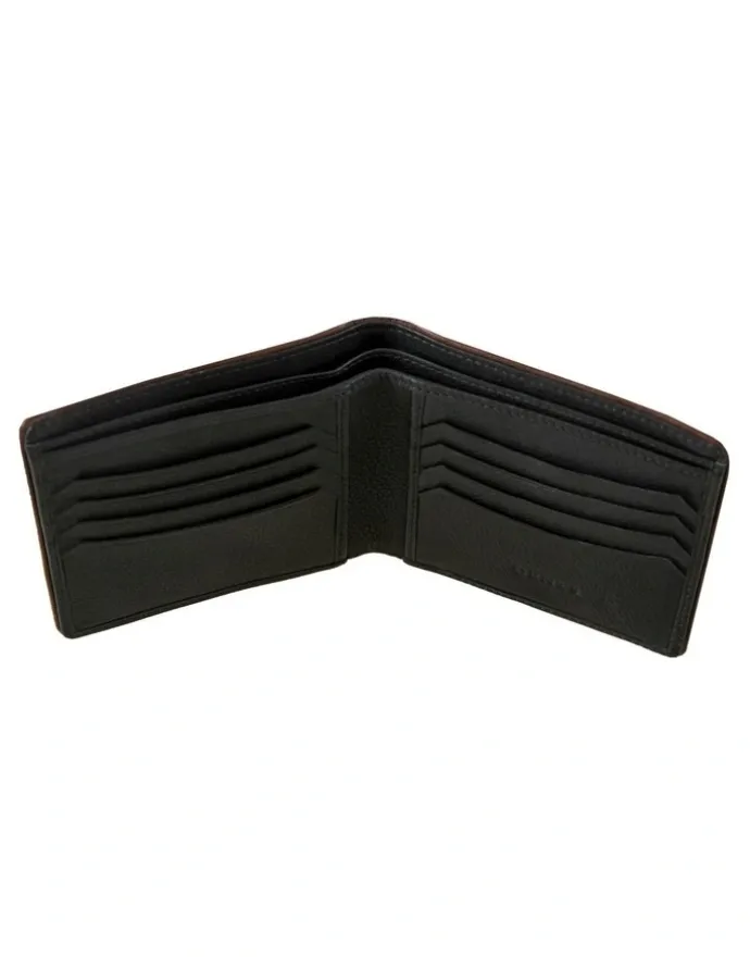Dents RFID Two-Colour Pebble Grain Leather Billfold Wallet in Black