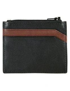 Dents RFID Two-Colour Pebble Grain Leather Card Holder in Black