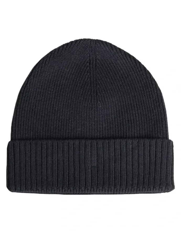 Dents Ribbed Wool Beanie in Black