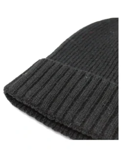 Dents Ribbed Wool Beanie in Black
