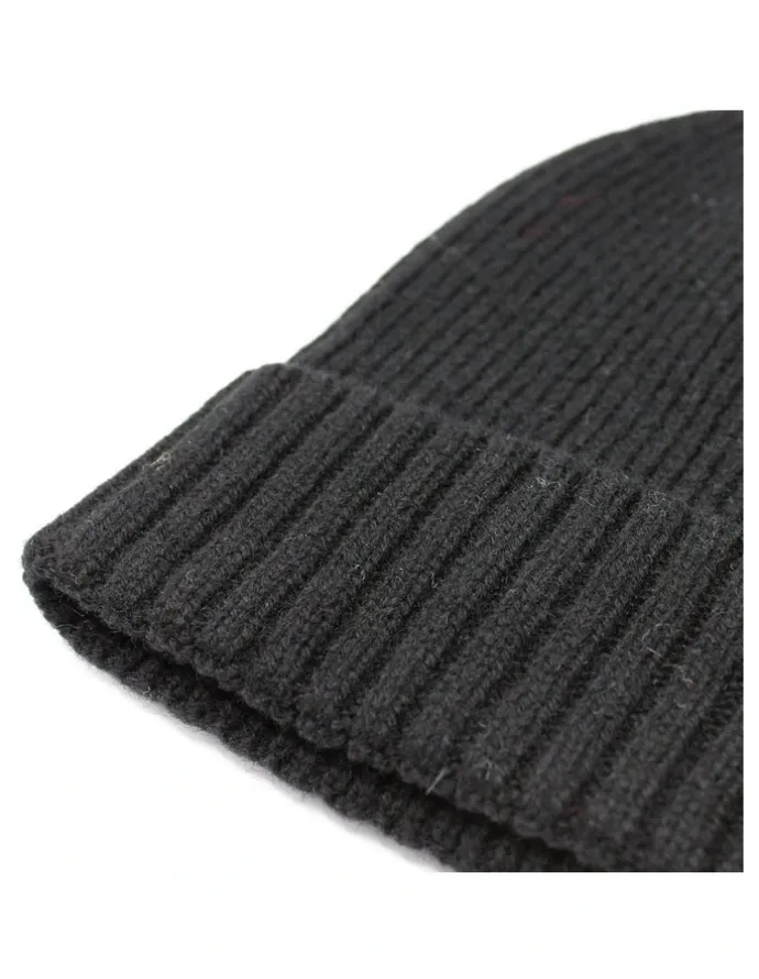 Dents Ribbed Wool Beanie in Black