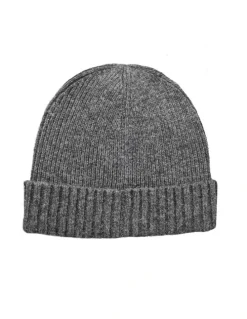 Dents Ribbed Wool Beanie in Charcoal Grey