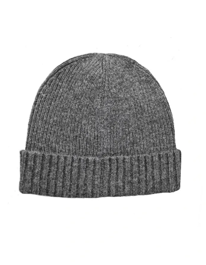 Dents Ribbed Wool Beanie in Charcoal Grey