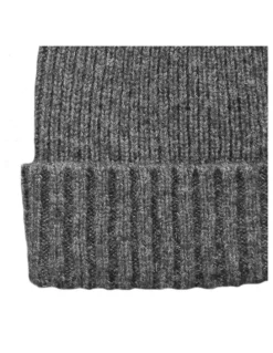 Dents Ribbed Wool Beanie in Charcoal Grey