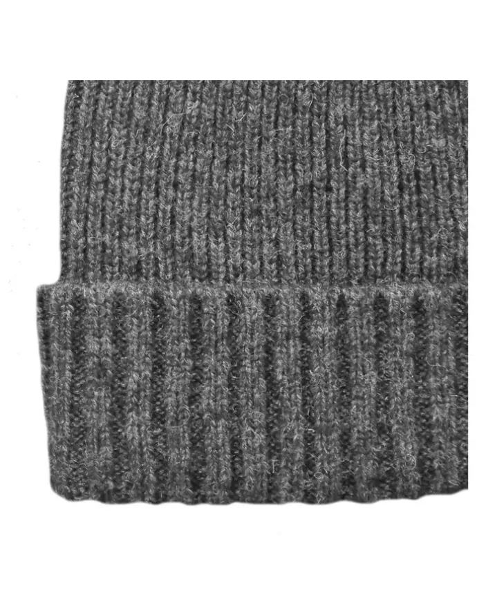 Dents Ribbed Wool Beanie in Charcoal Grey