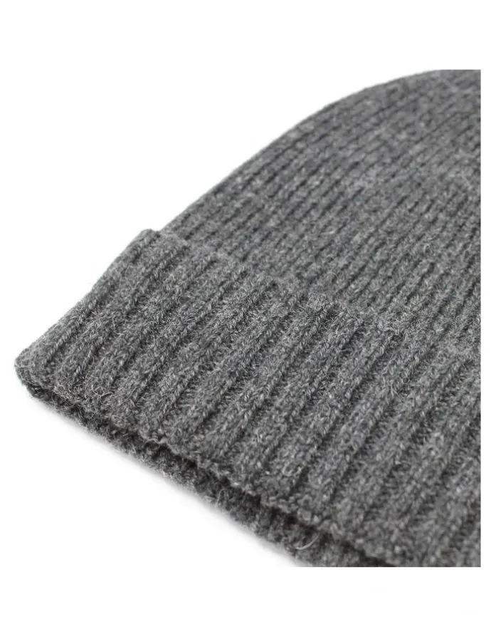 Dents Ribbed Wool Beanie in Charcoal Grey