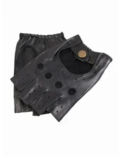 Dents Snetterton Fingerless Leather Driving Gloves in Black